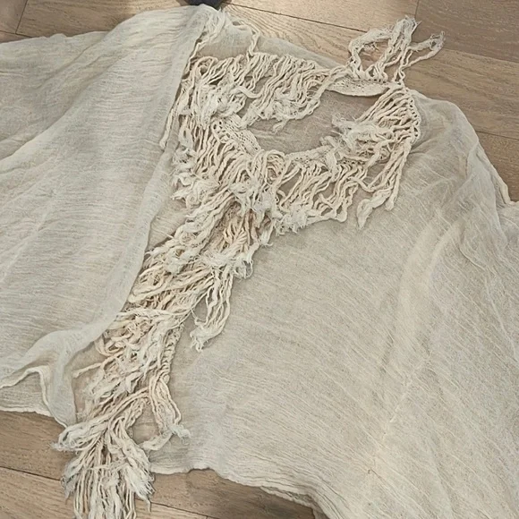 Jen’s Pirate booty fringe gauze coverup top - Picture 1 of 7